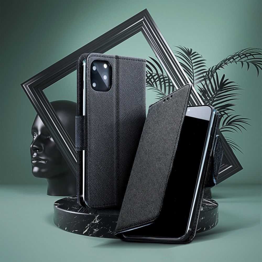Oem FANCY Book dėklas skirtas Samsung Galaxy A12 juodos spalvos