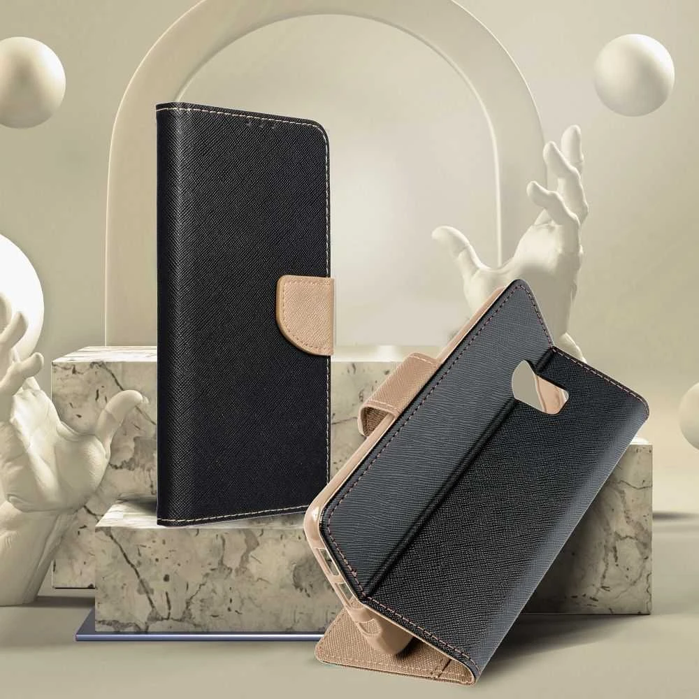 Oem FANCY Book dėklas skirtas Samsung Galaxy S24 Plus juodos spalvos / aukso spalvos