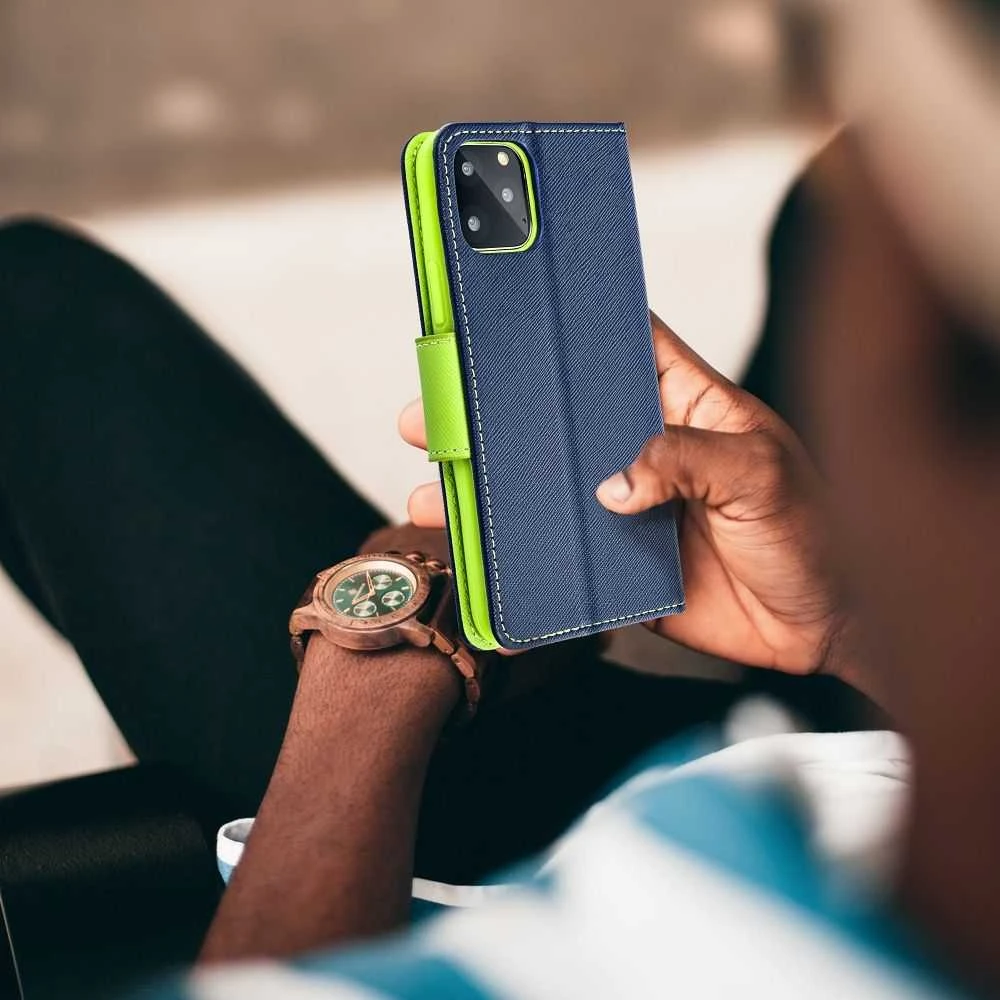 Oem FANCY Book dėklas skirtas Xiaomi Redmi Note 13 Pro 4G mėlynos spalvos / lime