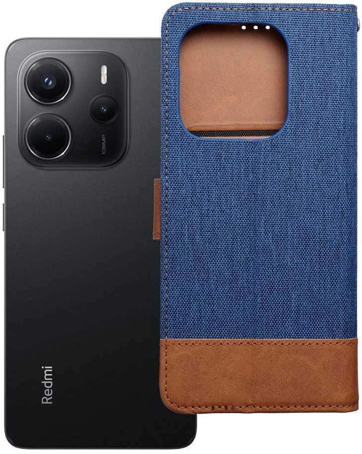 Dėklas Oem JEANS Book skirtas Xiaomi Redmi Note 14 4G (GLOBAL - 164,84mm x 78,15mm x 8,16mm) mėlynos spalvos