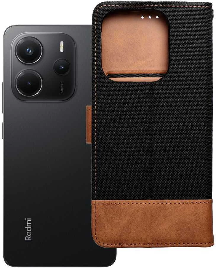 Dėklas Oem JEANS Book skirtas Xiaomi Redmi Note 14 4G (GLOBAL - 163,25mm x 76,55mm x 8,16mm) juodos spalvos