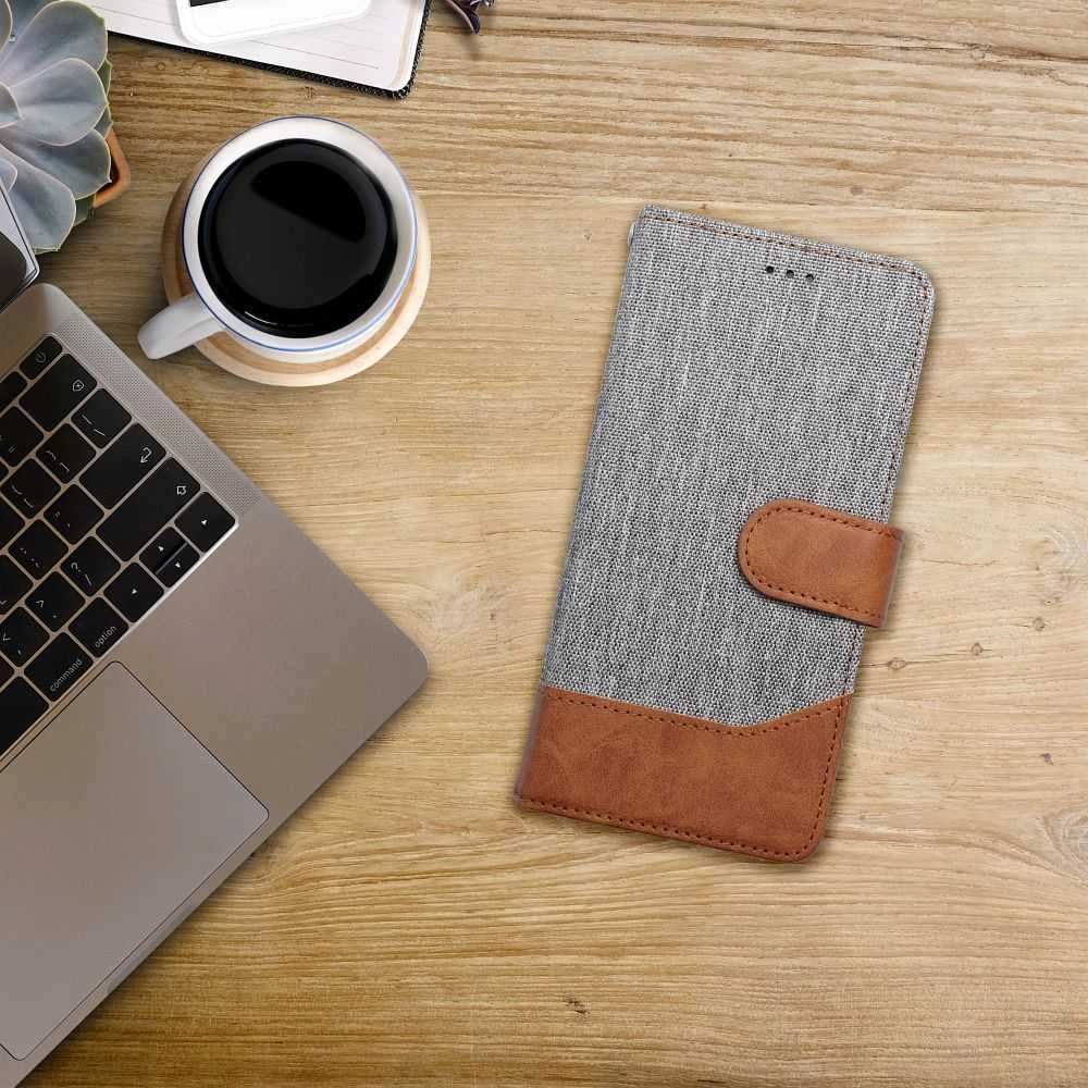 Dėklas Oem JEANS Book skirtas Xiaomi Redmi Note 14 5G pilkos spalvos