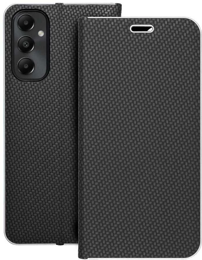 Dėklas Oem LUNA Book Carbon skirtas Samsung Galaxy A05s juodos spalvos