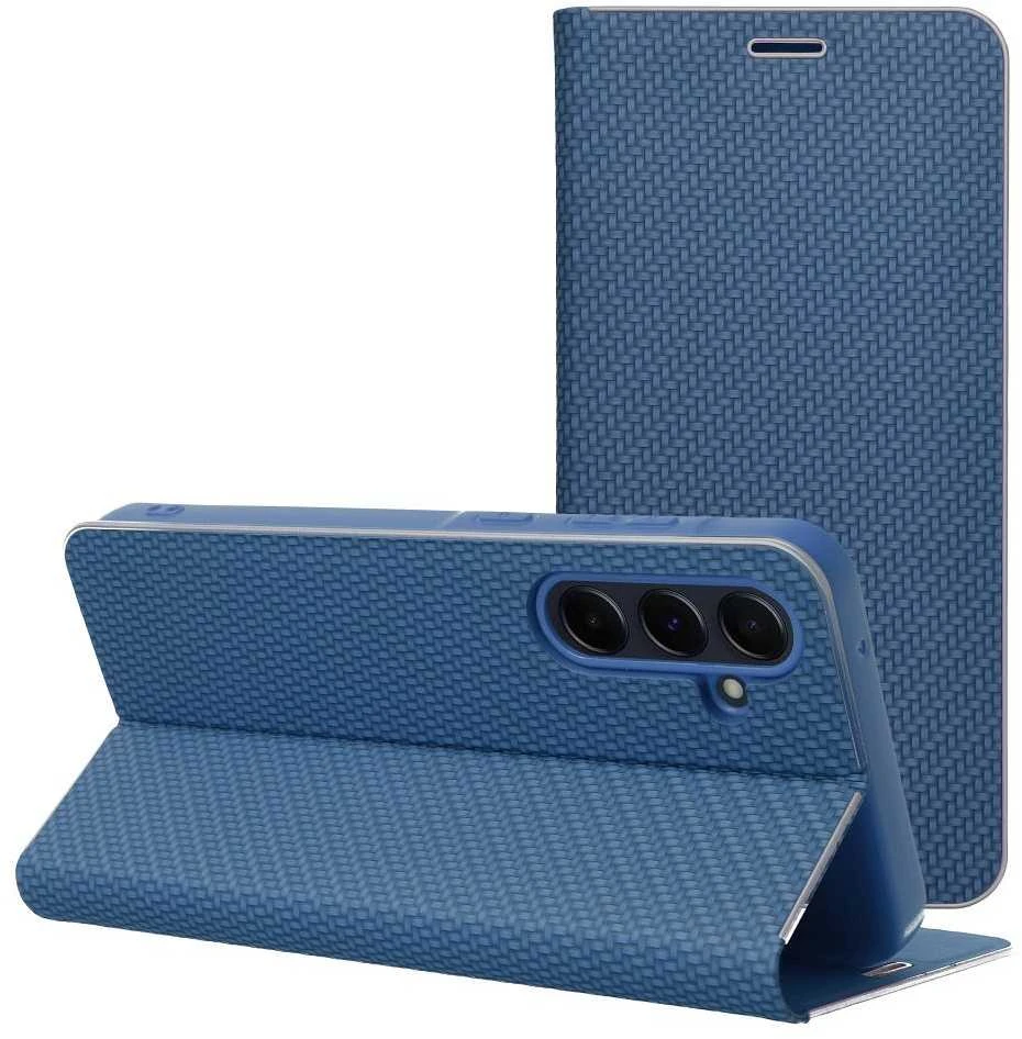 Dėklas Oem LUNA Book Carbon skirtas Samsung Galaxy A10 mėlynos spalvos