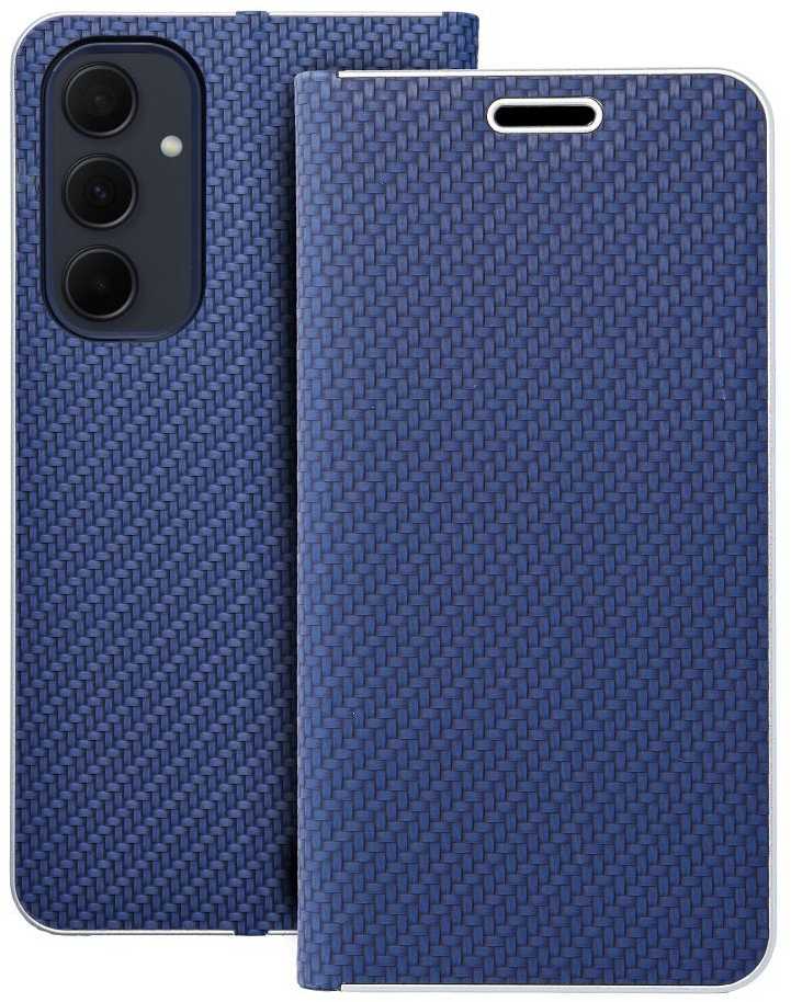 Dėklas Oem LUNA Book Carbon skirtas Samsung Galaxy A35 5G mėlynos spalvos
