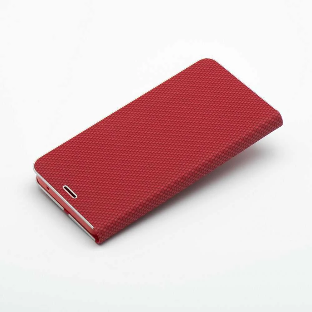 OEM LUNA Book Carbon dėklas Samsung Galaxy A41 raudonas
