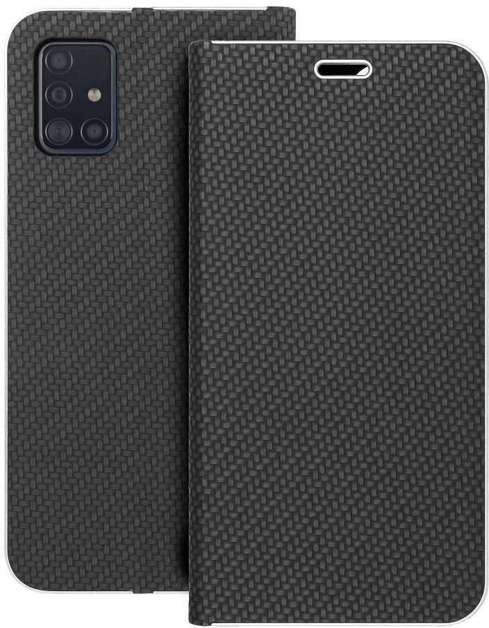 Dėklas Oem LUNA Book Carbon skirtas Samsung Galaxy A51 juodos spalvos