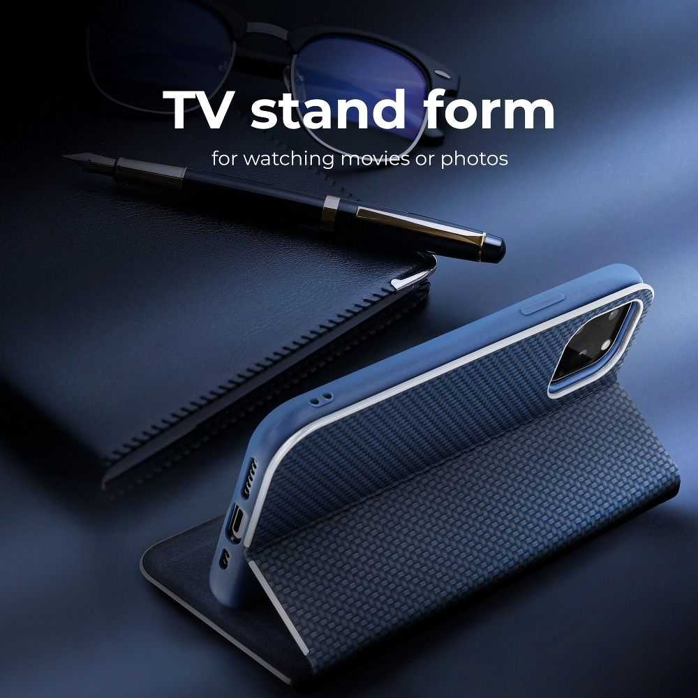 Dėklas Forcell Oem LUNA Book Carbon skirtas Samsung Galaxy A52 5G / A52 LTE ( 4G ) / A52s 5G mėlynos spalvos