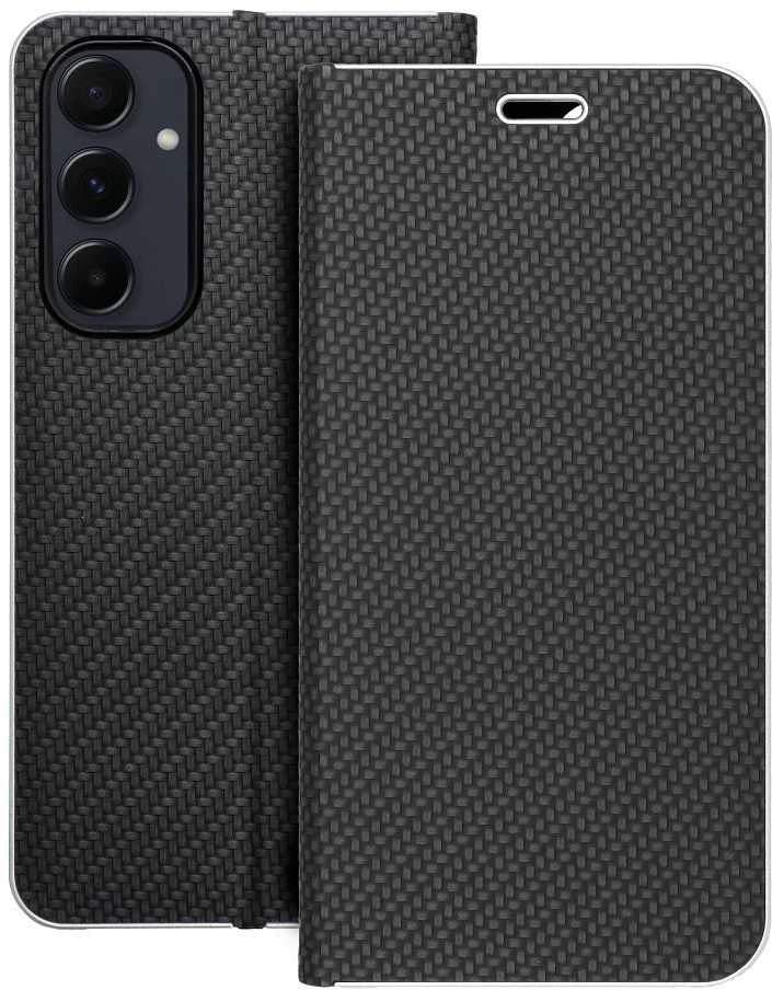 Dėklas Oem LUNA Book Carbon skirtas Samsung Galaxy A55 5G juodos spalvos