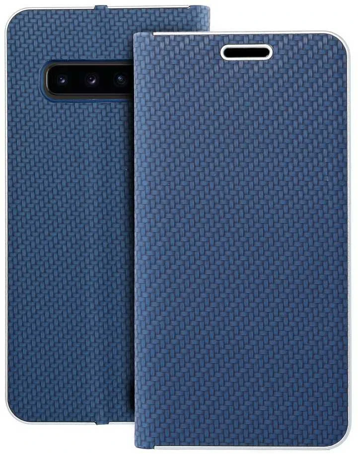 Dėklas Forcell Oem LUNA Book Carbon skirtas Samsung Galaxy S10 mėlynos spalvos