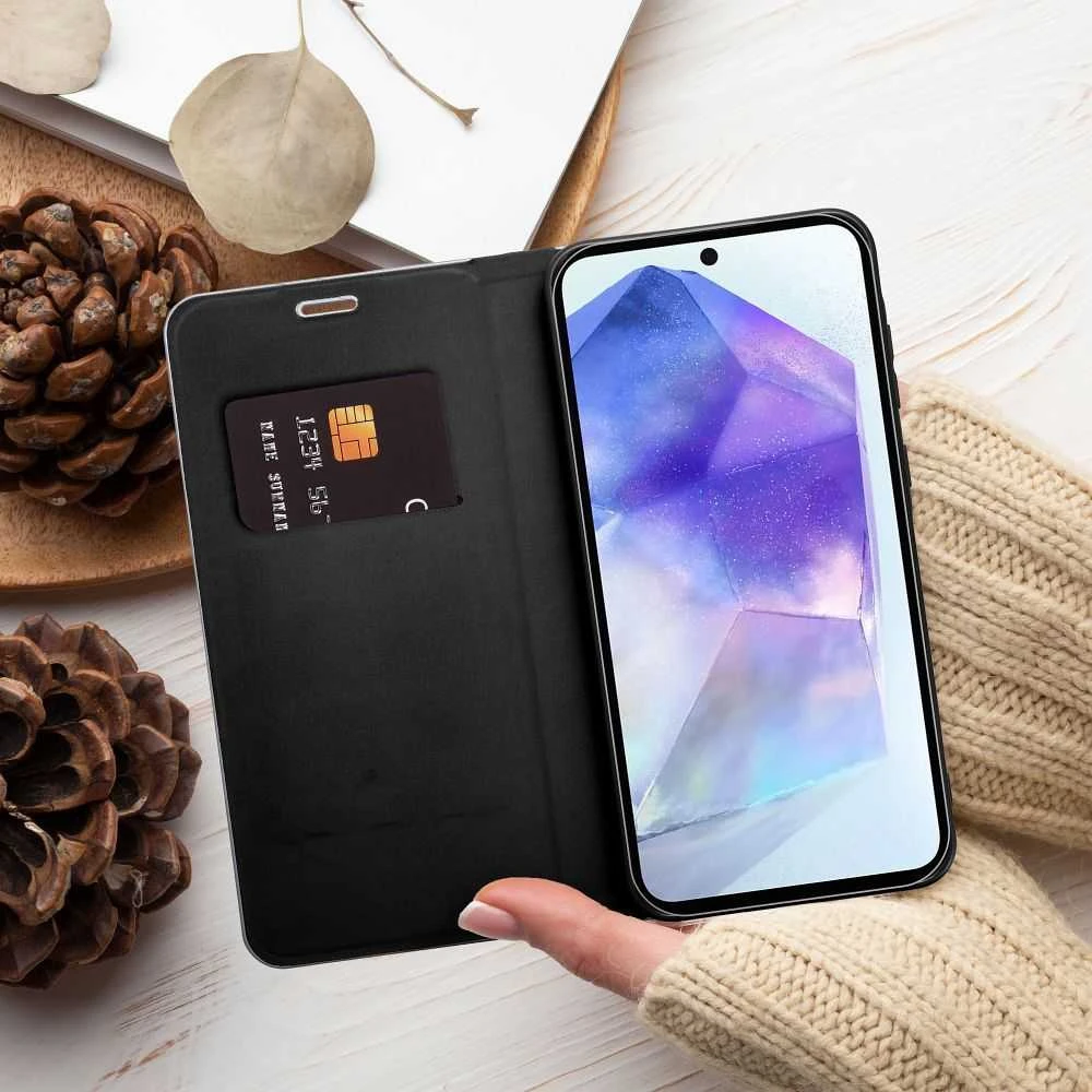 Dėklas Oem LUNA Book Carbon skirtas Samsung Galaxy S10 Plus juodos spalvos