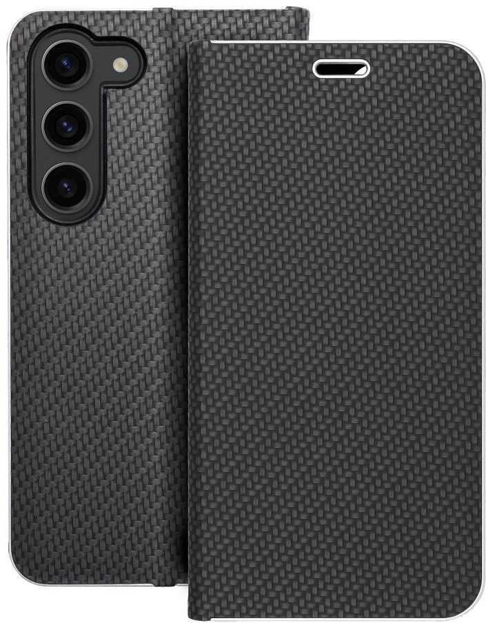 Dėklas Oem LUNA Book Carbon skirtas Samsung Galaxy S23 juodos spalvos