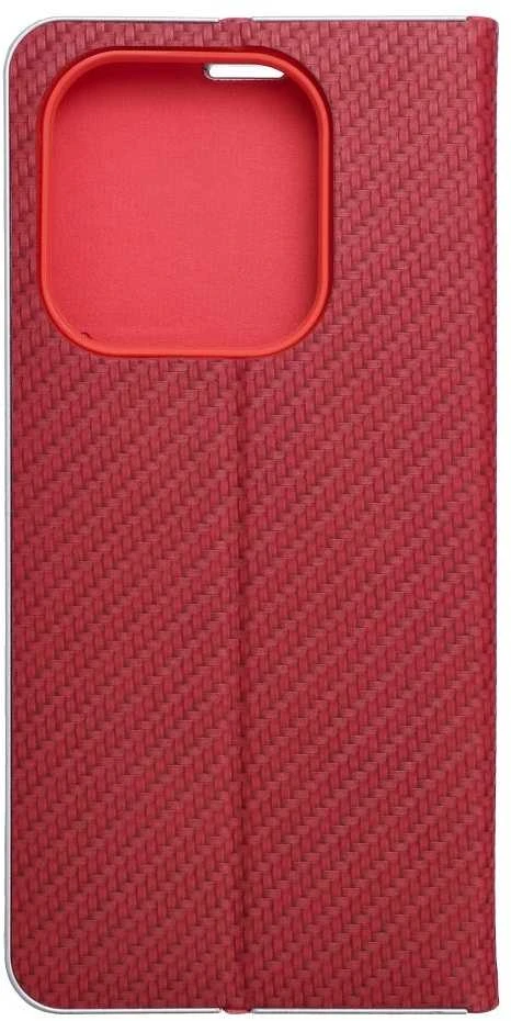 Dėklas Oem LUNA Book Carbon skirtas Xiaomi Redmi Note 14 4G (GLOBAL - 164,84mm x 78,15mm x 8,16mm) red
