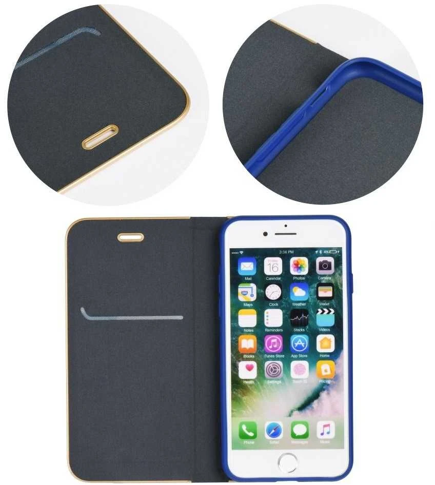Dėklas Oem LUNA Book Gold skirtas Samsung Galaxy J5 2017 navy mėlynos spalvos