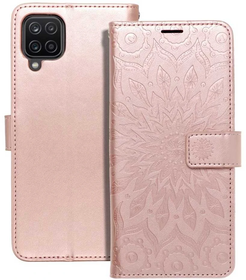 Forcell Oem MEZZO Book dėklas skirtas Samsung Galaxy A12 / M12 mandala rožinio aukso spalvos