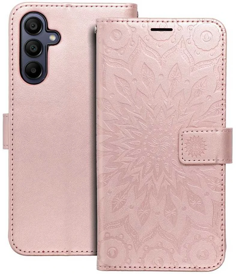 Forcell Oem MEZZO Book dėklas skirtas Samsung Galaxy A15 4G / A15 5G mandala rožinio aukso spalvos