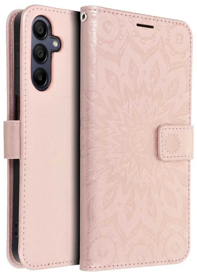 Forcell Oem MEZZO Book dėklas skirtas Samsung Galaxy A15 4G / A15 5G mandala rožinio aukso spalvos