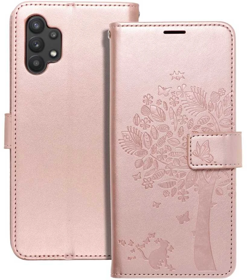 Forcell Oem MEZZO Book dėklas skirtas Samsung Galaxy A32 5G medžio rožinio aukso spalvos