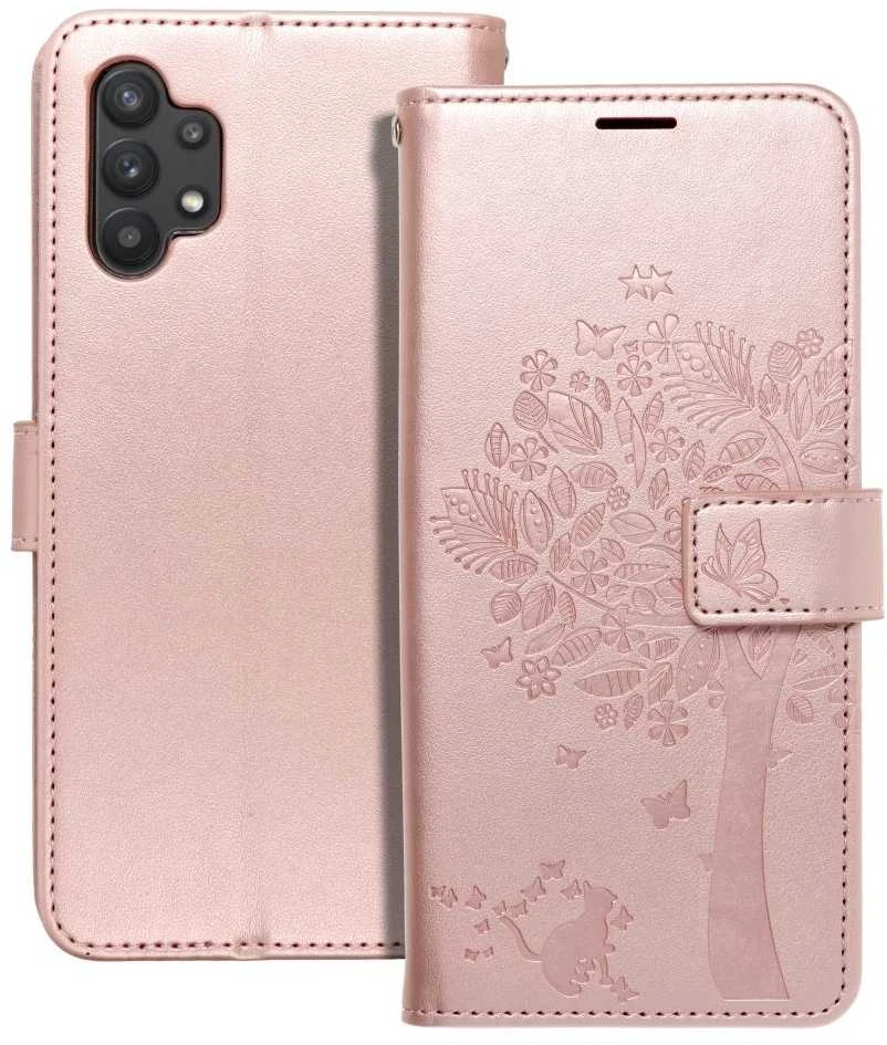 Forcell Oem MEZZO Book dėklas skirtas Samsung Galaxy A32 LTE ( 4G ) medžio rose auksinis