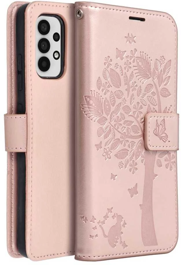 Forcell Oem MEZZO Book dėklas skirtas Samsung Galaxy A32 LTE ( 4G ) medžio rose auksinis