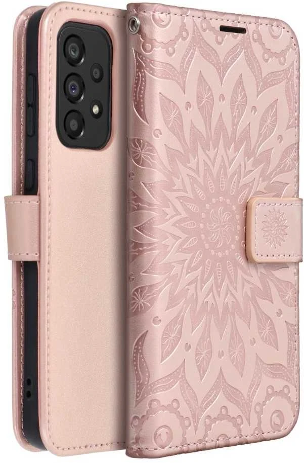 Forcell Oem MEZZO Book dėklas skirtas Samsung Galaxy A33 5G mandala rožinio aukso spalvos