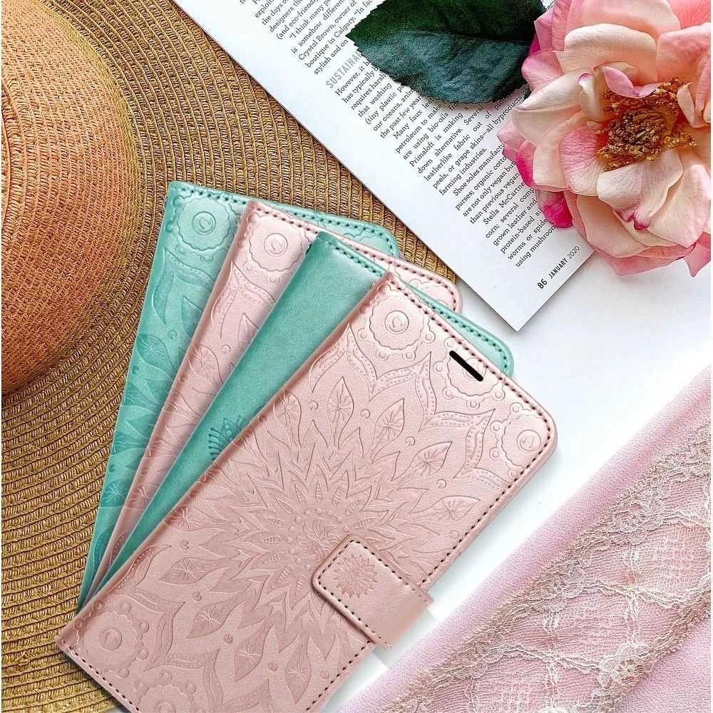 Forcell Oem MEZZO Book dėklas skirtas Samsung Galaxy S20 FE / S20 FE 5G mandala žalios spalvos