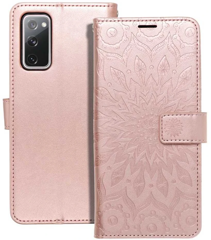Forcell Oem MEZZO Book dėklas skirtas Samsung Galaxy S20 FE / S20 FE 5G mandala rožinio aukso spalvos