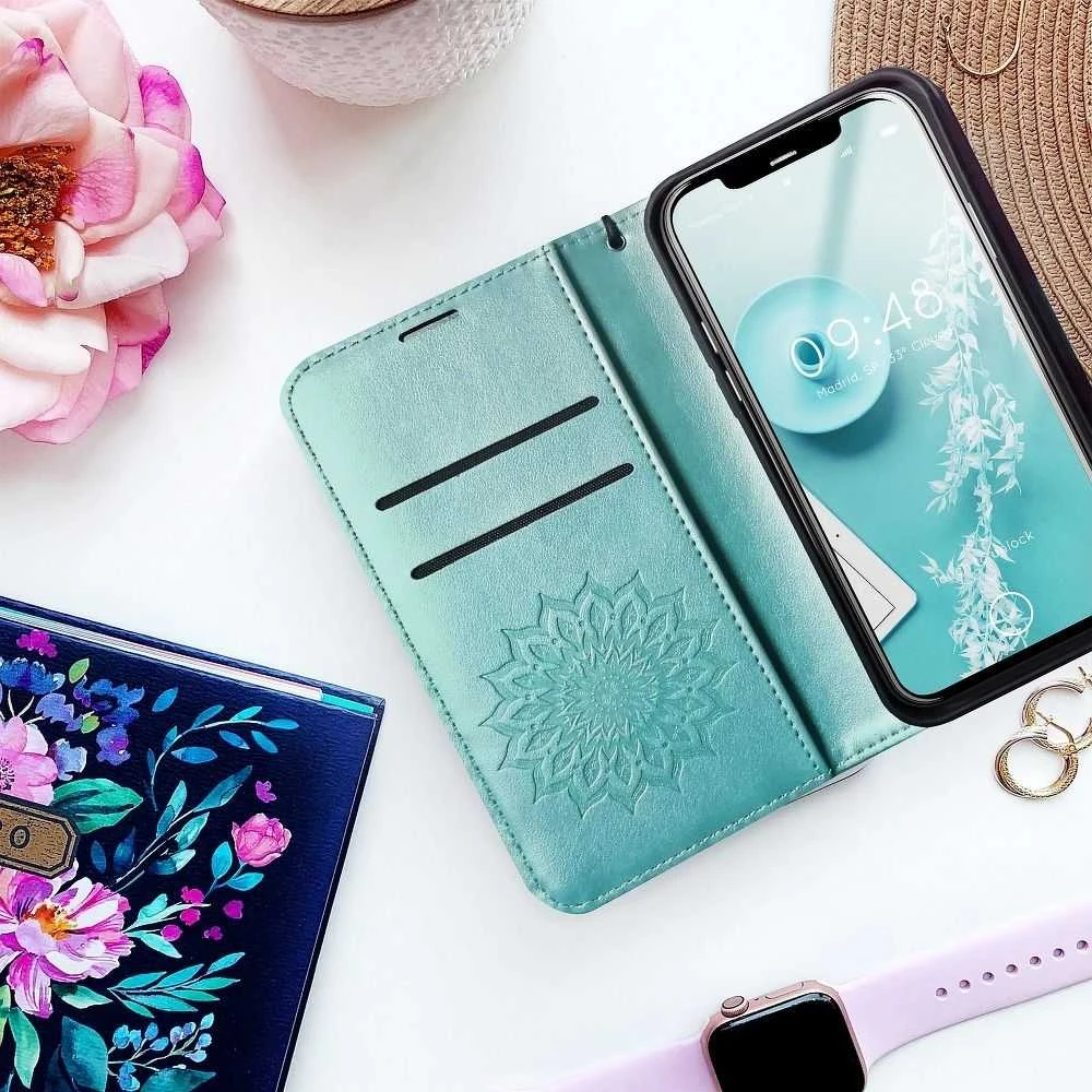 Forcell Oem MEZZO Book dėklas skirtas Samsung Galaxy S20 FE / S20 FE 5G mandala žalios spalvos
