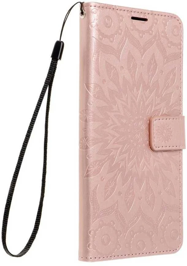 Forcell Oem MEZZO Book dėklas skirtas Samsung Galaxy S21 FE mandala rožinio aukso spalvos
