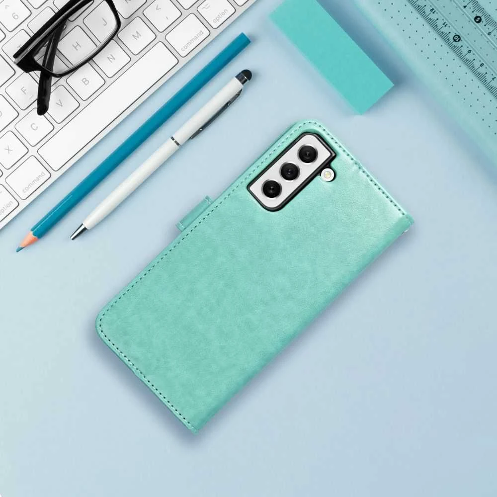 Forcell Oem MEZZO Book dėklas skirtas Samsung Galaxy S21 FE mandala žalios spalvos