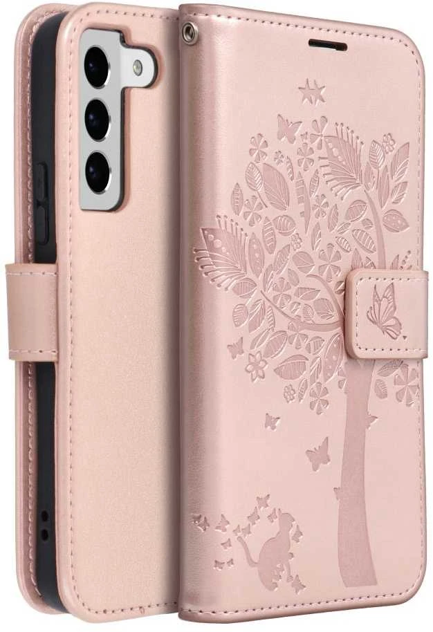 Oem MEZZO Book dėklas skirtas Samsung Galaxy S22 medžio rose auksinis