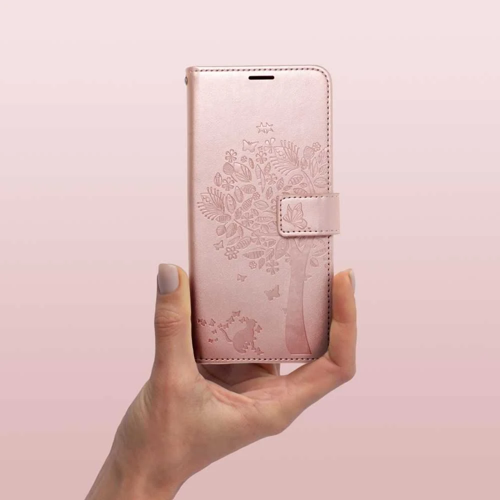 Forcell Oem MEZZO Book dėklas skirtas Samsung Galaxy S22 Ultra medžio rose auksinis