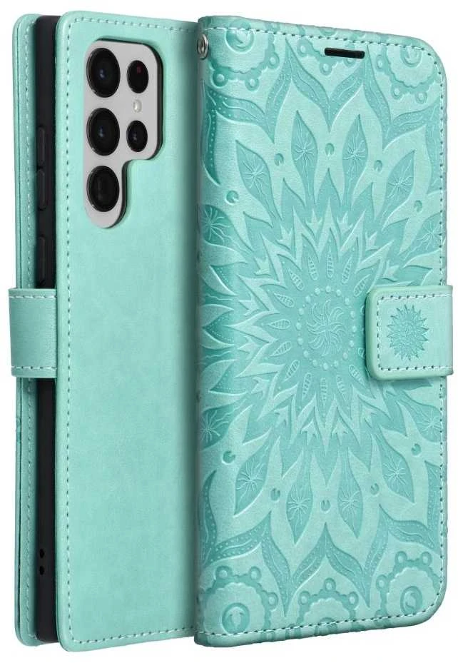 Forcell Oem MEZZO Book dėklas skirtas Samsung Galaxy S22 Ultra mandala žalios spalvos