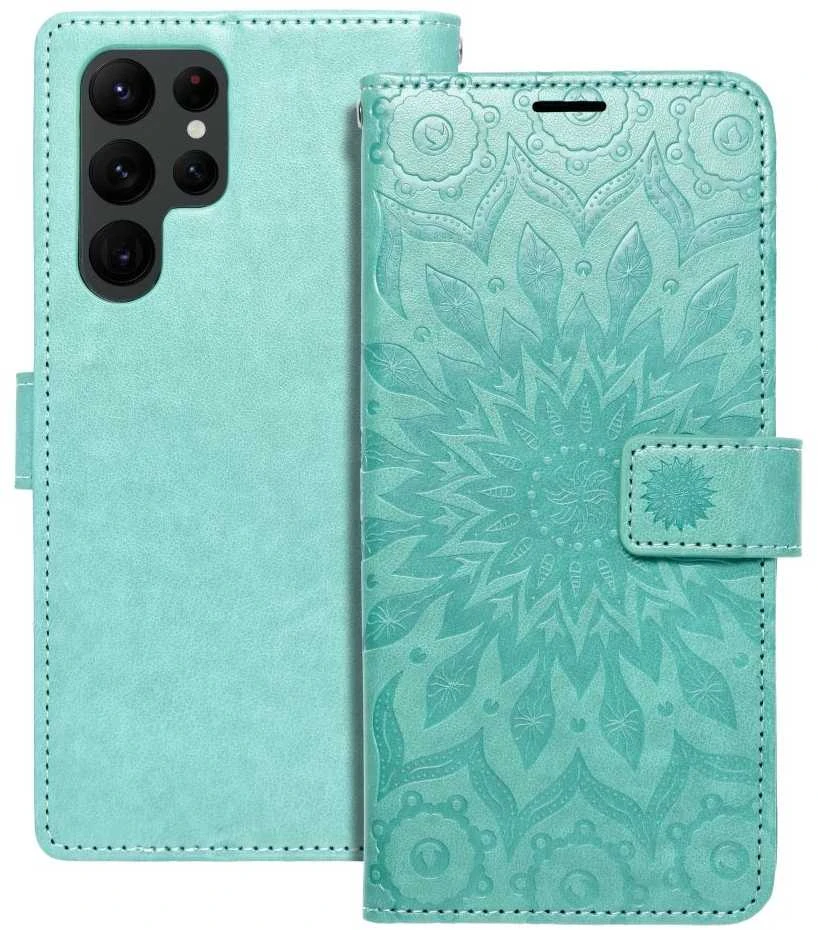 Forcell Oem MEZZO Book dėklas skirtas Samsung Galaxy S22 Ultra mandala žalios spalvos
