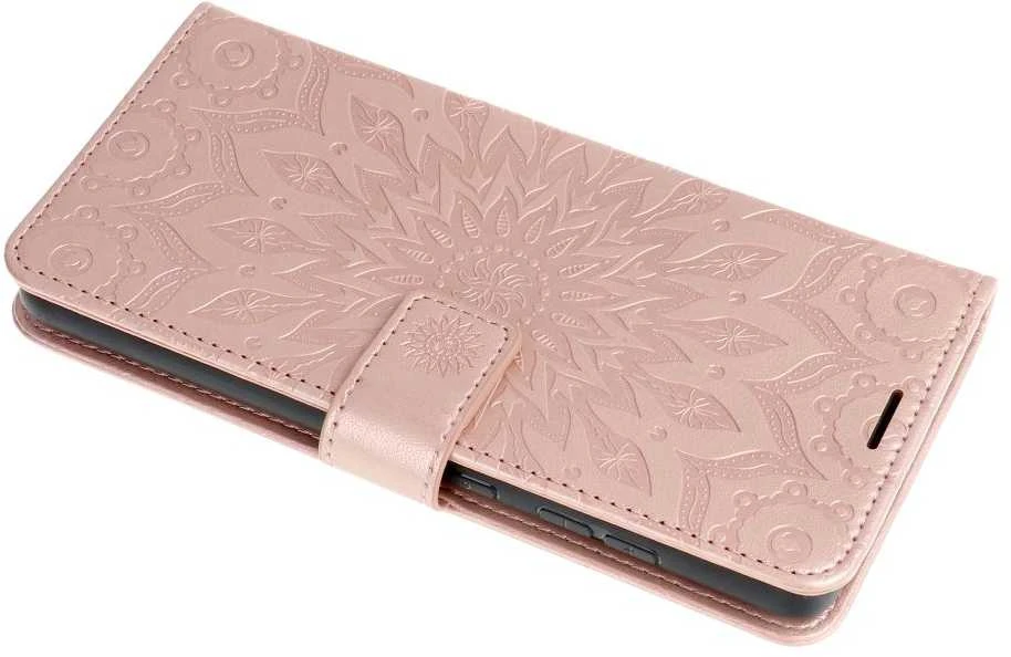 Forcell Oem MEZZO Book dėklas skirtas Xiaomi Redmi 13C / POCO C65 mandala rožinio aukso spalvos
