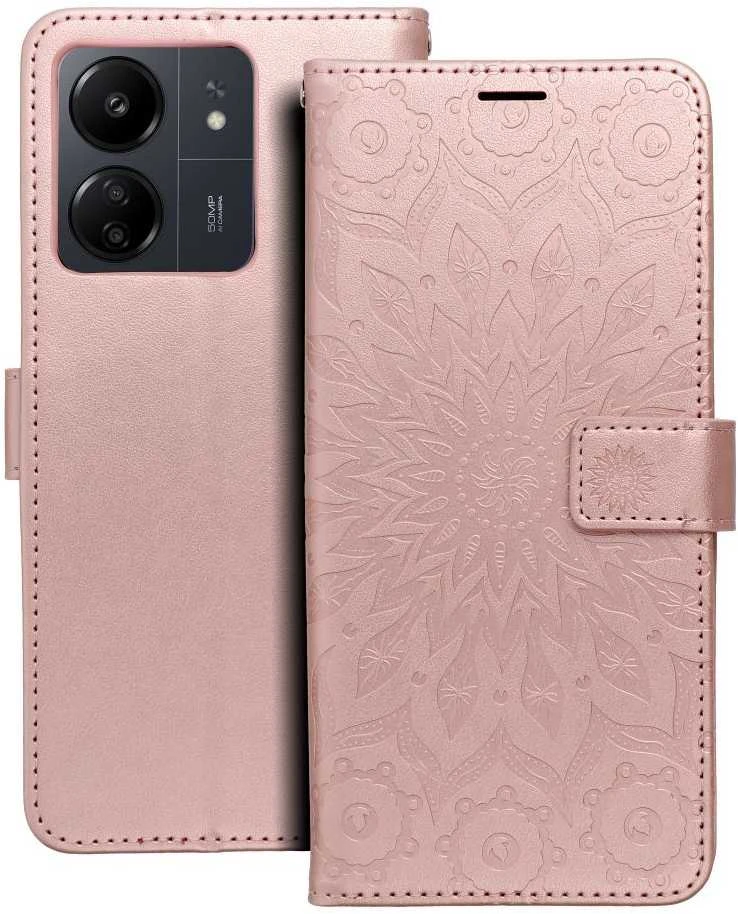 Forcell Oem MEZZO Book dėklas skirtas Xiaomi Redmi 13C / POCO C65 mandala rožinio aukso spalvos