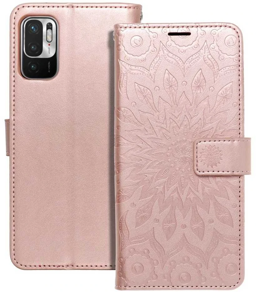 Forcell Oem MEZZO Book dėklas skirtas Xiaomi Redmi Note 10 5G / Poco M3 Pro / Poco M3 Pro 5G mandala rose auksinis