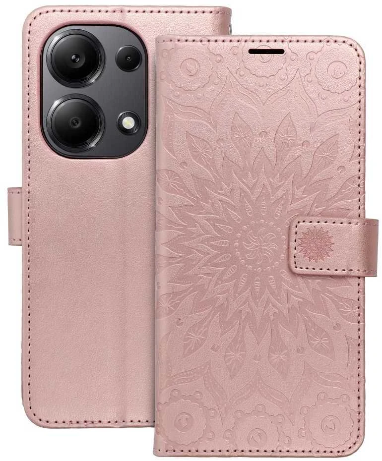 Oem MEZZO Book dėklas skirtas Xiaomi Redmi Note 13 Pro 4G / POCO M6 Pro 4G mandala rožinio aukso spalvos