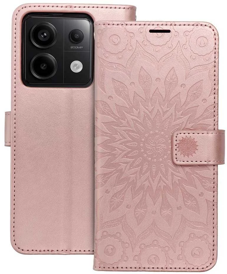 Oem MEZZO Book dėklas skirtas Xiaomi Redmi Note 13 Pro 5G mandala rose auksinis