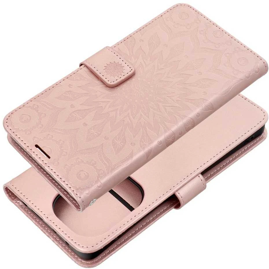 Oem MEZZO Book dėklas skirtas Xiaomi Redmi Note 13 Pro 4G / POCO M6 Pro 4G mandala rožinio aukso spalvos