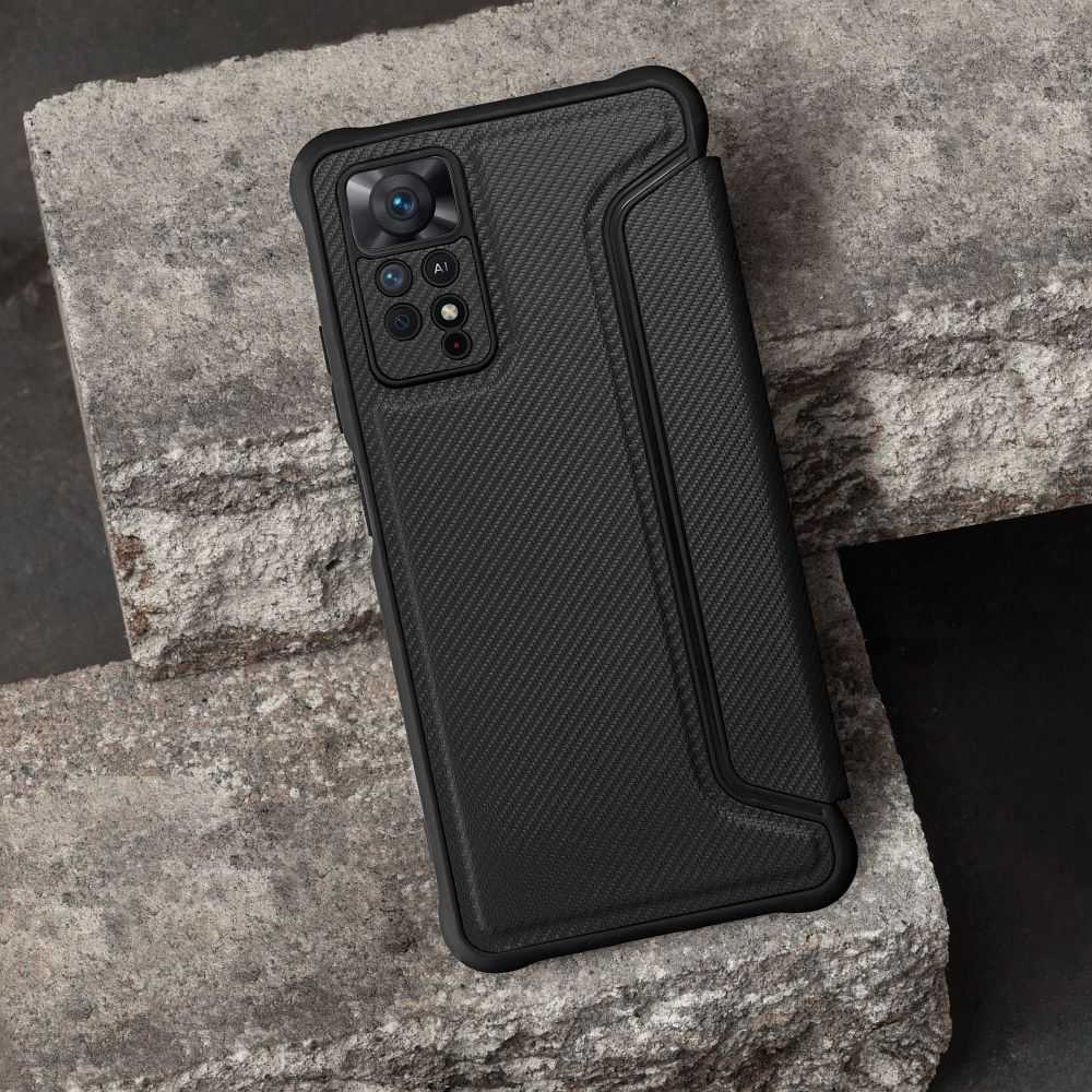 Dėklas Oem RAZOR Book skirtas Xiaomi Redmi Note 11 / 11S juodos spalvos
