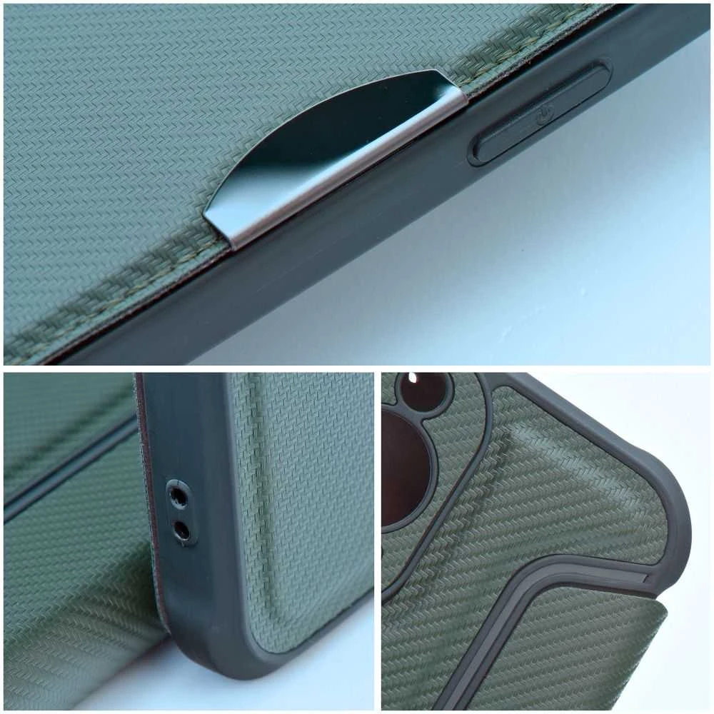 Dėklas Oem RAZOR Book skirtas Xiaomi Redmi Note 13 Pro 4G / POCO M6 Pro 4G dark žalios spalvos