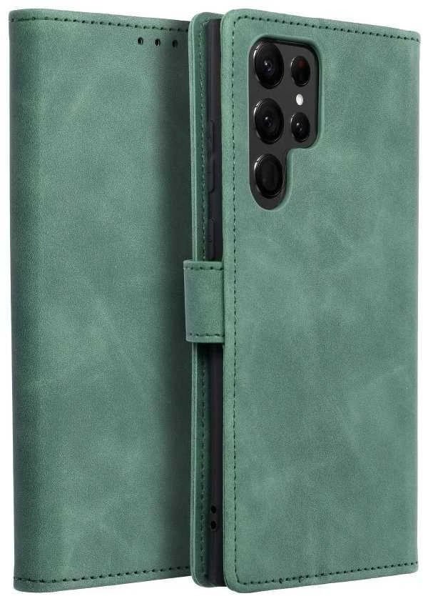 Forcell Oem TENDER Book Dėklas skirtas Samsung Galaxy S22 Ultra žalios spalvos