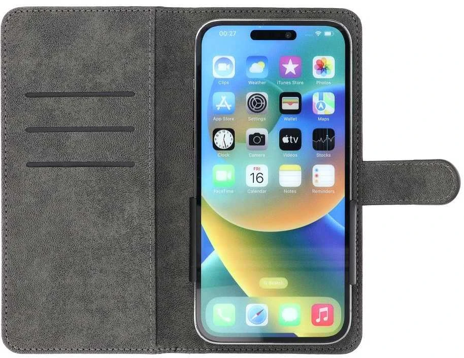 Oem Universal book dėklas COMMON dydis M skirtas Samsung Galaxy S21 / NOTE / NOTE 2 / NOTE 3 / S10 / HUAWEI P30 Lite / P9 / P9 Lite / SONY XPERIA Z3 / Z4 / Z5 juodos spalvos