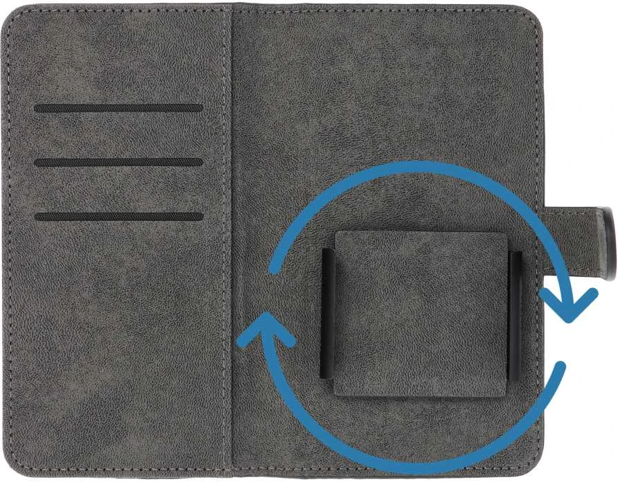 Oem Universal book dėklas COMMON dydis S skirtas Apple iPhone 12 / 13 / Samsung Galaxy S6 / A5 2016 / XCOVER 4 / S22 / HUAWEI P8 2017 juodos spalvos