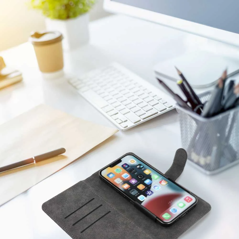 Oem Universal book dėklas COMMON dydis XL skirtas Samsung Galaxy A12 / A13 4G / A34 5G / A02s / Xiaomi Redmi 12 4G / 12C / NOTE 12 4G / 12 PRO 5G OPPO A53s / A72 / A92 juodos spalvos