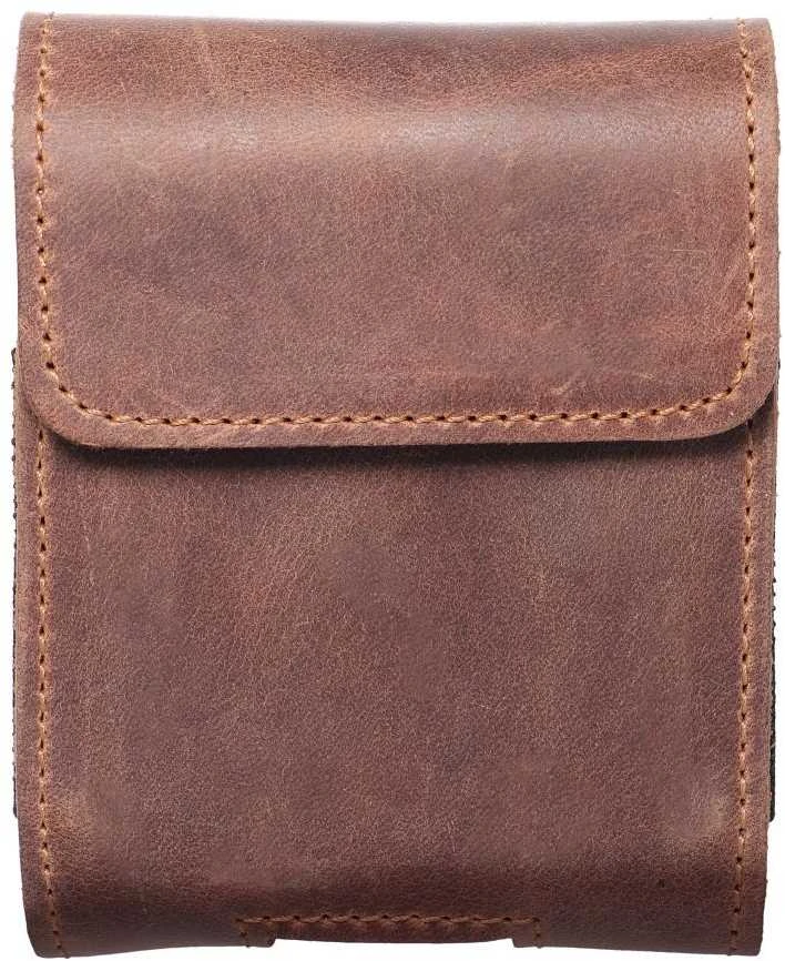 Dėklas Oem ROYAL Crazy Horse universal horizontal leather belt holster size V skirtas Samsung Galaxy FLIP 1 / 2 / 3 / 4 / Huawei P50 Pocket / Motorola RAZR 5G rudos spalvos