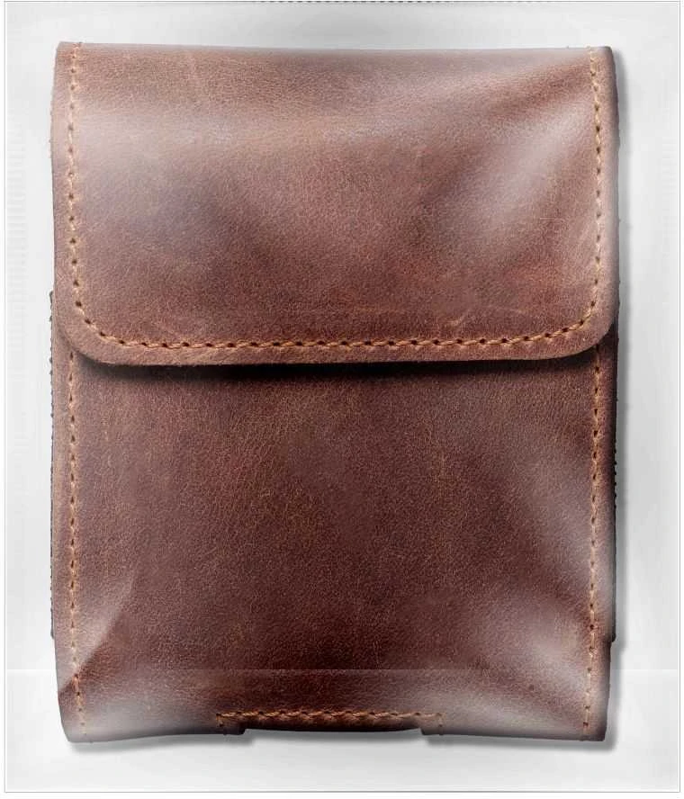 Dėklas Oem ROYAL Crazy Horse universal horizontal leather belt holster size V skirtas Samsung Galaxy FLIP 1 / 2 / 3 / 4 / Huawei P50 Pocket / Motorola RAZR 5G rudos spalvos