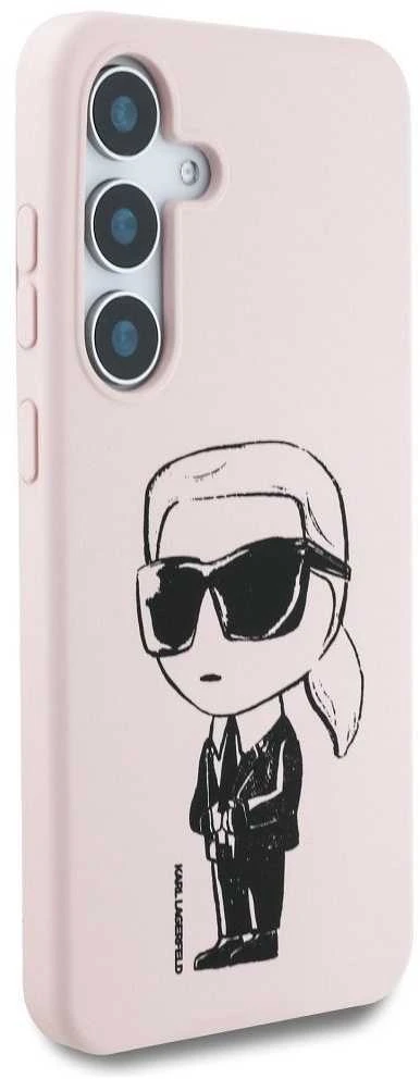 Dėklas Karl Lagerfeld Silicone Graffiti Ikonik Printed Logo MagSafe Samsung Galaxy S25 rožinės spalvos
