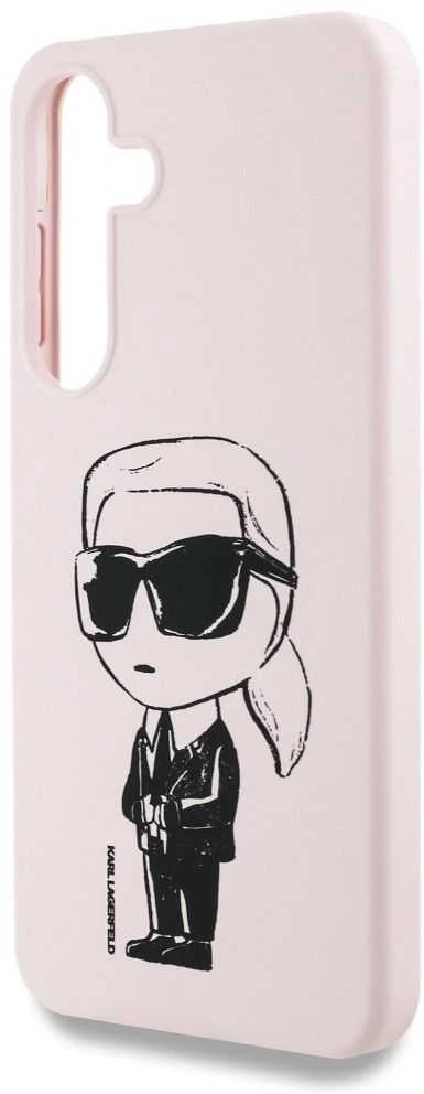 Dėklas Karl Lagerfeld Silicone Graffiti Ikonik Printed Logo MagSafe Samsung Galaxy S25 rožinės spalvos